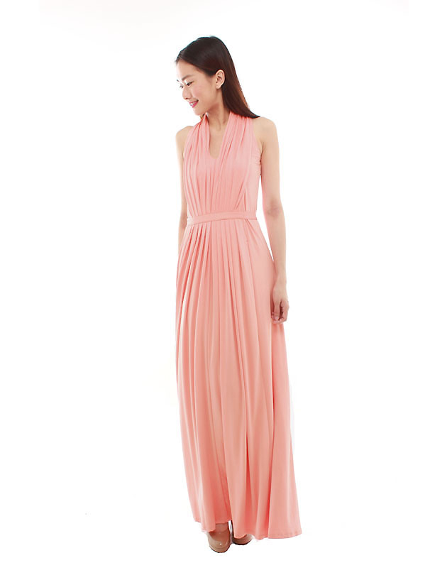 Marilyn Maxi Dress in Peach Pink